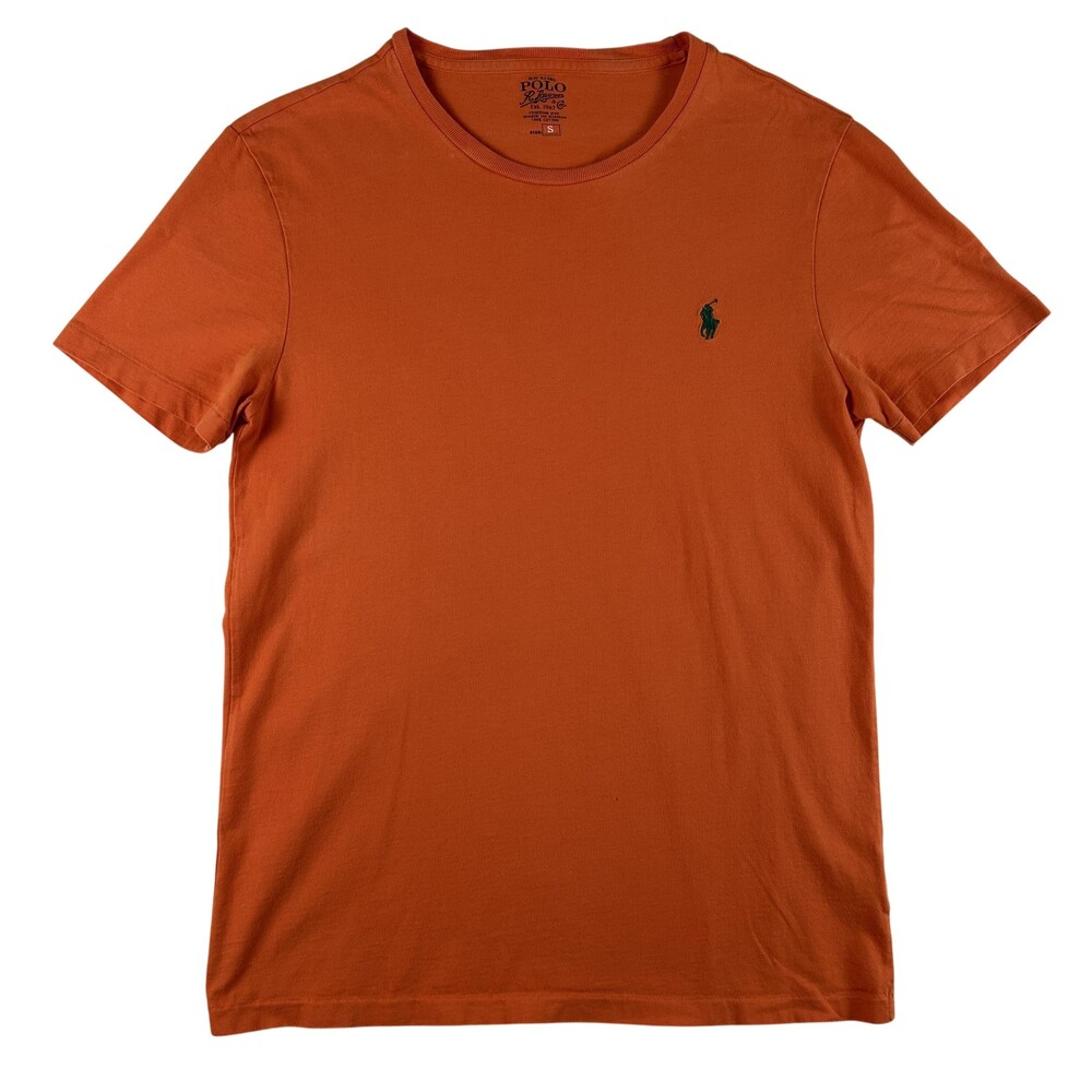 Polo Ralph Lauren Shirt Mens Small Orange Pony Logo Cotton Tee Crewneck Tagless